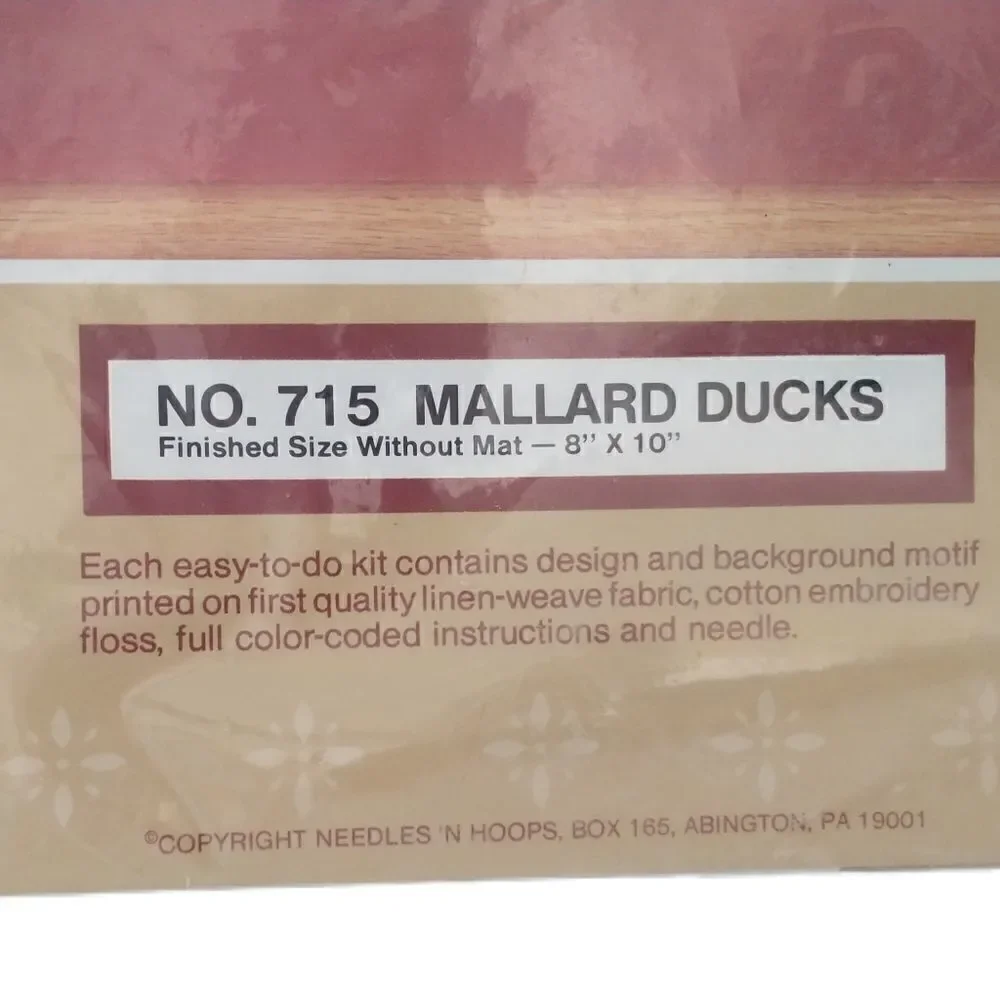 NOS Cross Stitch Kit Mallard Ducks Swimming Needles N Hoops #715 PRINTS CHARMING